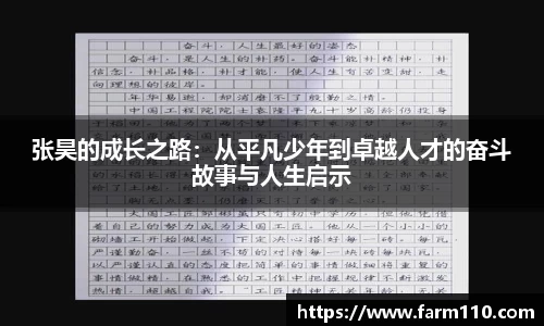 张昊的成长之路：从平凡少年到卓越人才的奋斗故事与人生启示